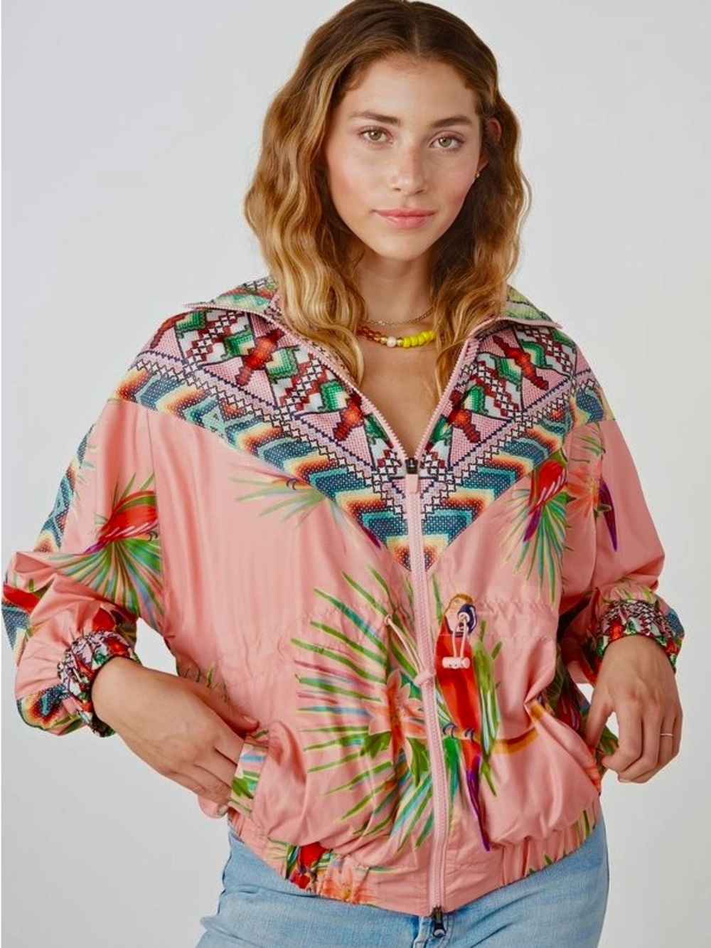 Farm Rio Love Birds Windbreaker Large